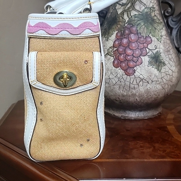 COACH EUC Ltd Edition Leafy 🐞 Straw Leather Tote Bag & 🐝Writslet ❤️ - Picture 5 of 16